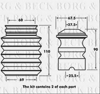 BORG & BECK bpk7009 -  Пылезащитный комплект, амортизатор
